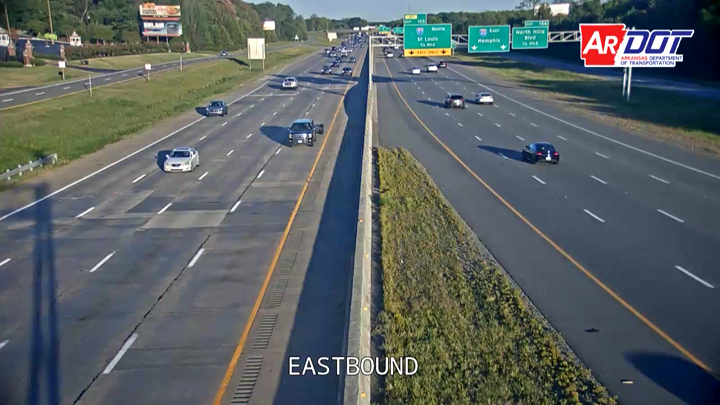 I-40 & N. Hills Blvd. (Exit 154) traffic camera, view east, North Little Rock, Arkansas