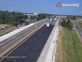 I-40 & State Hwy. 191 (Exit 278) traffic camera, view east, West Memphis, Arkansas
